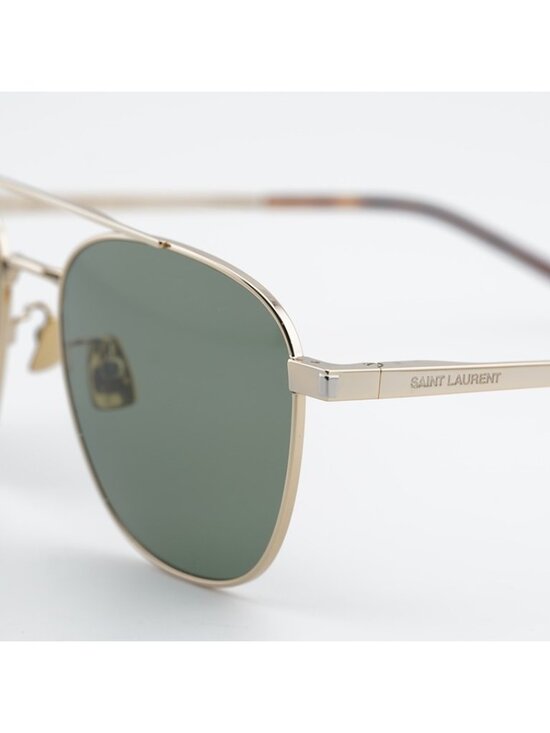 Saint Laurent SL531 011 Sunglasses Gold Aviator Frame, Green Lenses main image 5